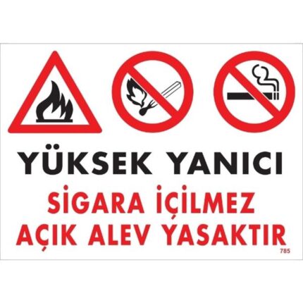 Yüksek Yanıcı Sigara İçmek Ve Açık Alev Yasaktır Uyarı Levhası
