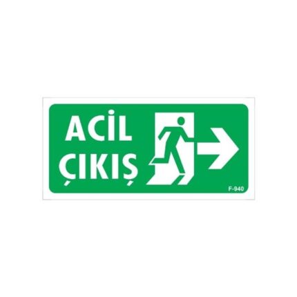 Acil Çıkış Uyarı Levhası Sağ Ok