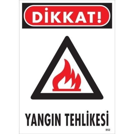 Dikkat Yangın Tehlikesi  Uyarı Levhası