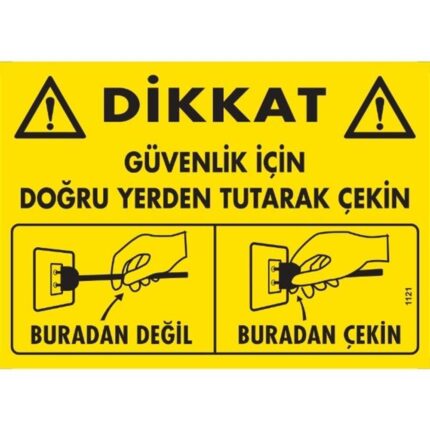 Dikkat Güvenlik İçin Doğru Yerden Tutarak Çekin Uyarı Levhası