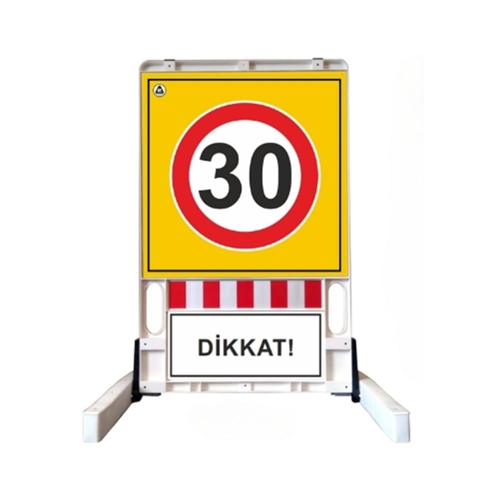 azami-hiz-siniri-isaretli-katlanir-uya-605419-1.jpg Azami Hız Sınırı İşaretli Katlanır Uyarı Levhalı Bariyer