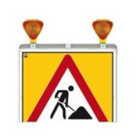 Soldan Daralan Yol Katlanır Uyarı Levhalı Bariyer