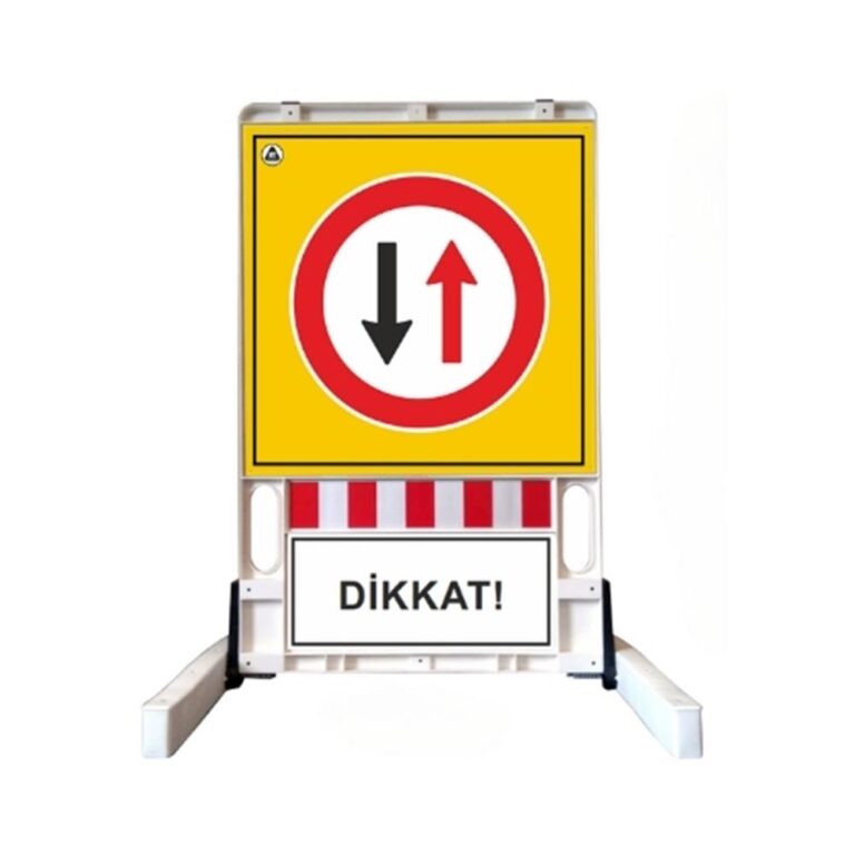 Karşıdan Gelene Yol Ver Katlanır Uyarı Levhalı Bariyer