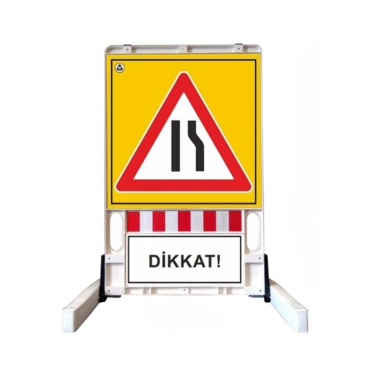 Sağdan Daralan Yol Katlanır Uyarı Levhalı Bariyer