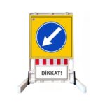 Sola Yönlendirme Katlanır Uyarı Levhalı Bariyer