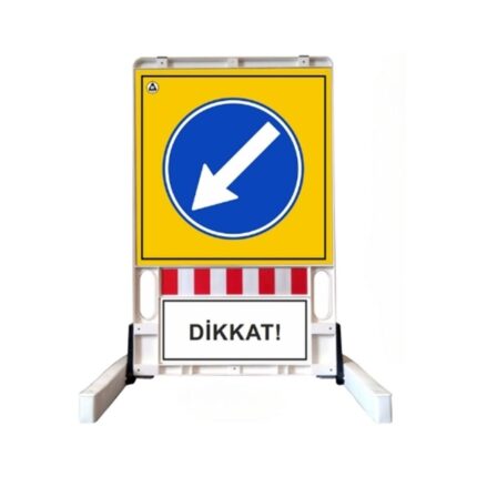 Sola Yönlendirme Katlanır Uyarı Levhalı Bariyer