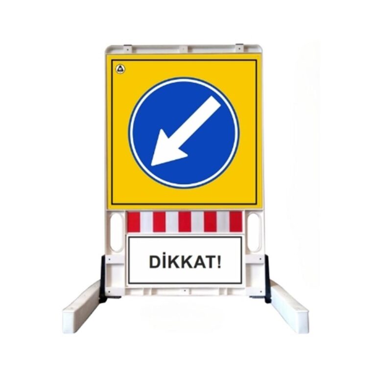 Sola Yönlendirme Katlanır Uyarı Levhalı Bariyer