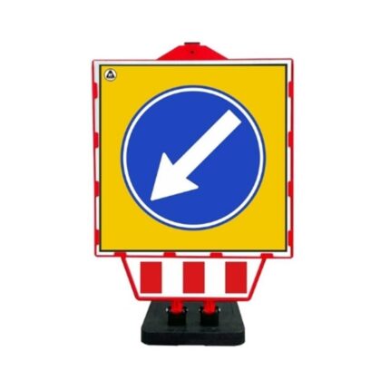 Sola Yönlendirme Plastik Katlanır Uyarı Levhalı Bariyer