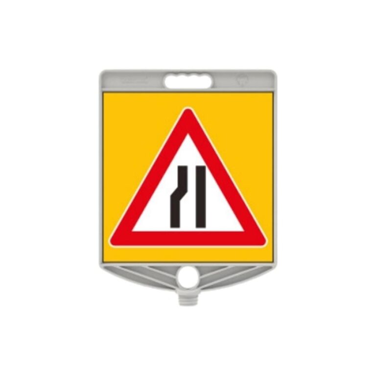 Soldan Daralan Yol Levhası Kare Plastik Levha Plastik Uyarı Levhası