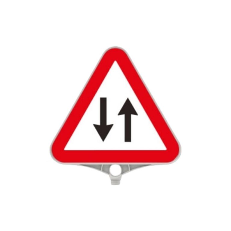 Tek Gidiş Geliş Yön Levhası Üçgen Plastik Uyarı Levhası